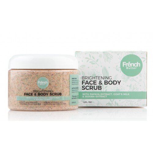 Brightening Face & Body Scrub wt Goat's Milk, Apricot, Jojoba & Papain Extracts 12oz 